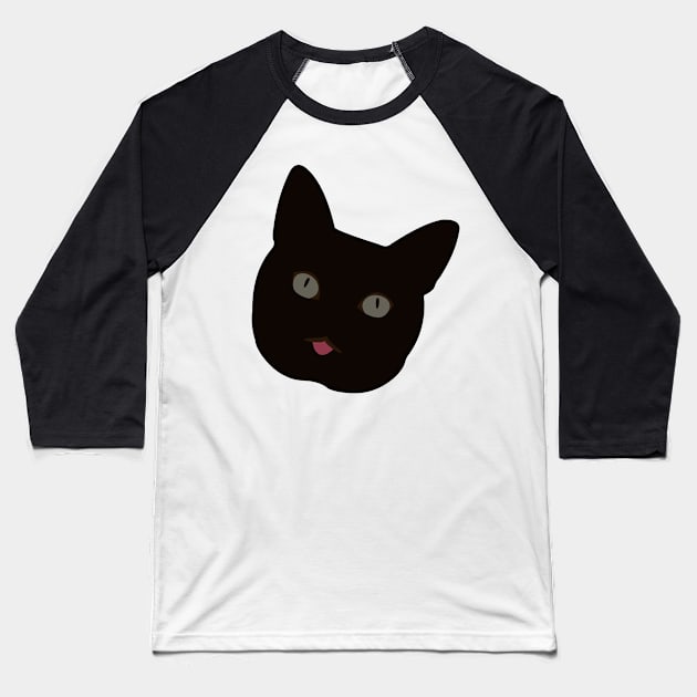 Black Cat Head Baseball T-Shirt by Rahmagamse23